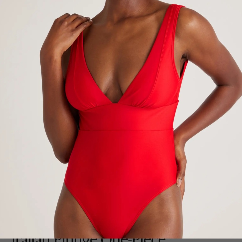 NWT Quince Italian Plunge One-Piece Swimsuit Large